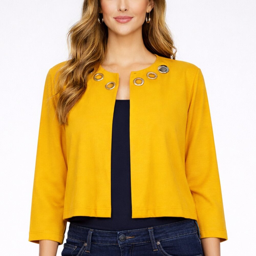 NEW Anthony Original Grommet Detail Jacket 3/4 Sleeve Mustard XS